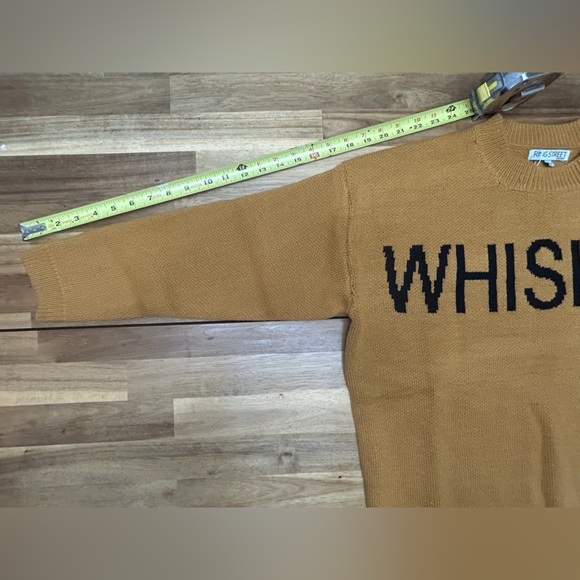 Ring Street Mustard Whiskey Bold Print Crew Neck Tight Knit Long Sleeve Sweater - Picture 6 of 9